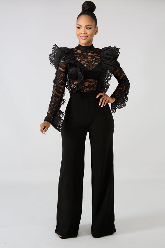 Jumpsuit de Encaje Fruncido con Efecto Transparencia - Image 7