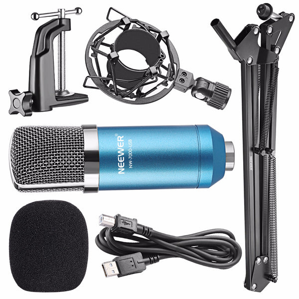 Micrófono Condensador USB Profesional Neewer NW-7000 con Brazo Scissor Ajustable y Soporte de Choque