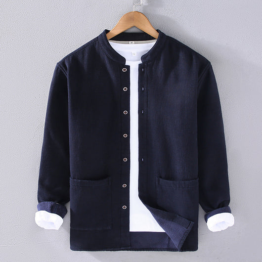 Chaqueta Casual Hombre Algodón Lino Grueso Corte Relajado - Image 6