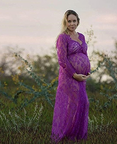 Vestido de Encaje Sensual para Sesiones Fotográficas de Maternidad - Image 6