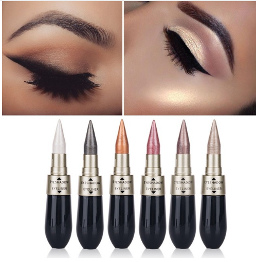 Paleta de Sombras Seis Colores Doble Cabezal + Delineador Negro