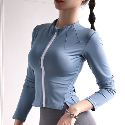 Chaqueta de entrenamiento elástica transpirable de secado rápido para yoga y running