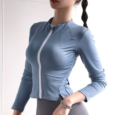 Chaqueta de entrenamiento elástica transpirable de secado rápido para yoga y running