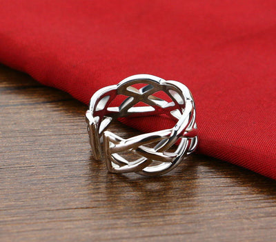 Anillo Trenzado Plateado con Tejido Entrelazado - Image 3