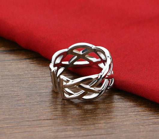 Anillo Trenzado Plateado con Tejido Entrelazado - Image 3