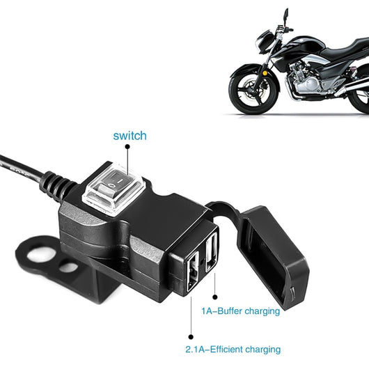 Cargador Dual USB 12V Impermeable para Manillar de Motocicleta