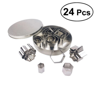 Juego de 24 Moldes para Galletas en Acero Inoxidable