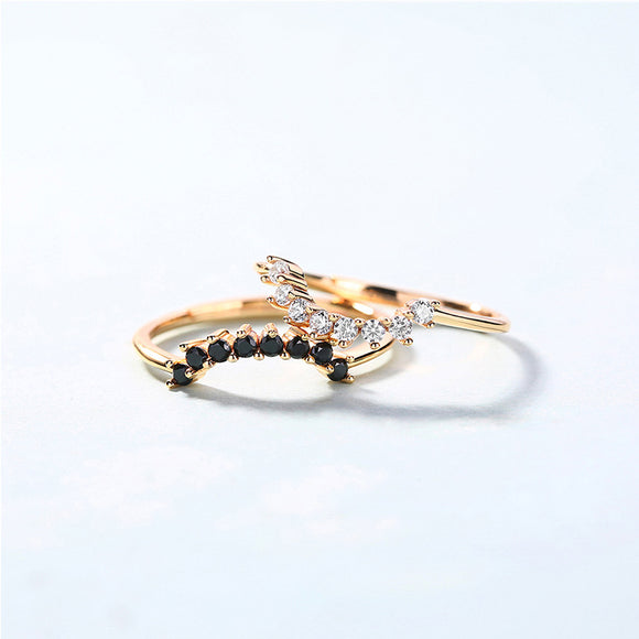 Anillo de Plata Esterlina con Circón Negro