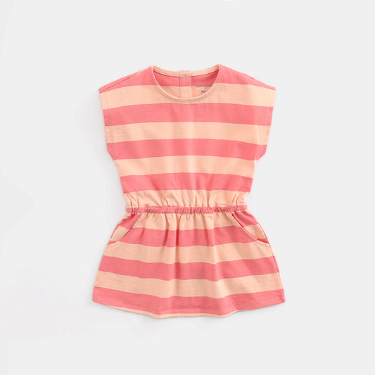 Vestido a Rayas de Manga Corta para Niña