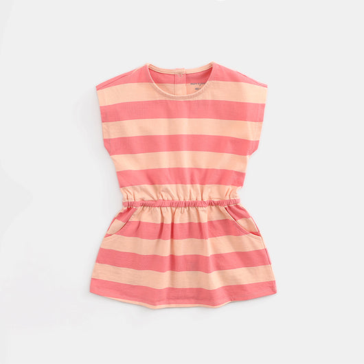 Vestido a Rayas de Manga Corta para Niña