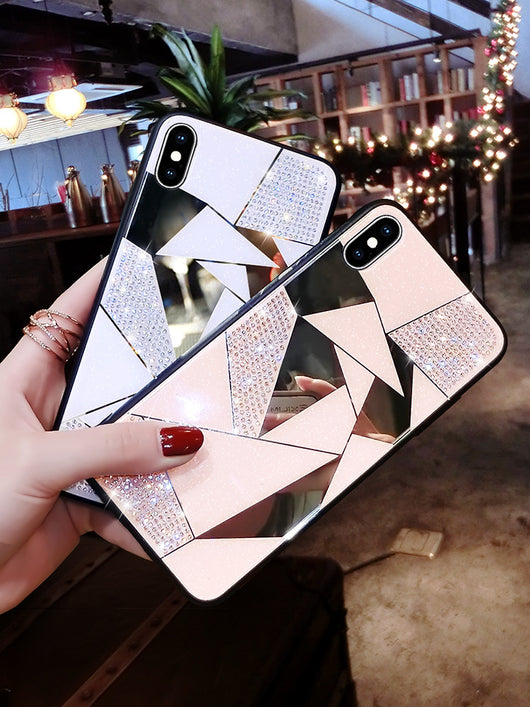 Funda para iPhone con Espejo y Cristales Brillantes