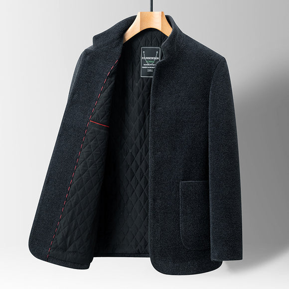 Men's Casual High-Neck Chenille Wool Coat