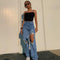 Pantalón Denim Talle Alto Recto Bolsillos Funcionales Casual