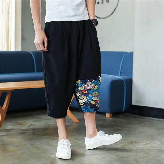 Pantalones Harem de Algodón y Lino para Hombre - Estilo Harajuku Casual - Image 3