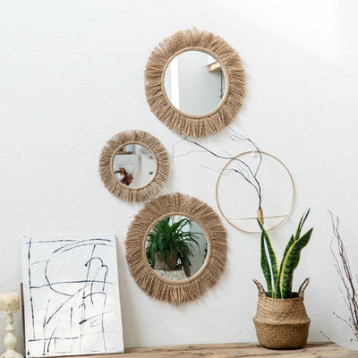 Espejo Decorativo con Marco de Cuerda de Cáñamo para Pared - Image 2