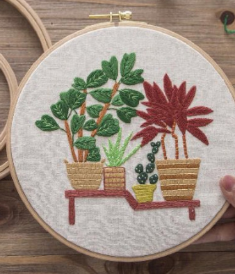 Bordado de Punto de Cruz - Plantas Verdes Decorativas - Image 4