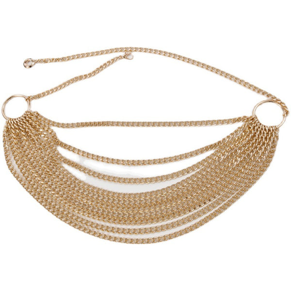 Cinturón Cadena Decorativa Multicapa en Oro para Mujer