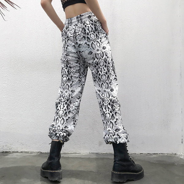 Pantalones Sueltos Estampado Serpiente con Efecto Adelgazante