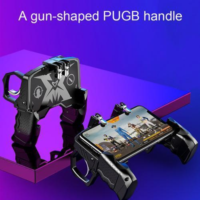 Black multi-function gamepad for smartphones with ergonomic grips, metallic triggers, and a phone holder. - Image 8