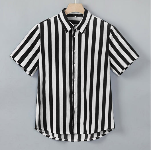 Camisa Casual de Rayas para Hombre - Manga Corta - Image 10