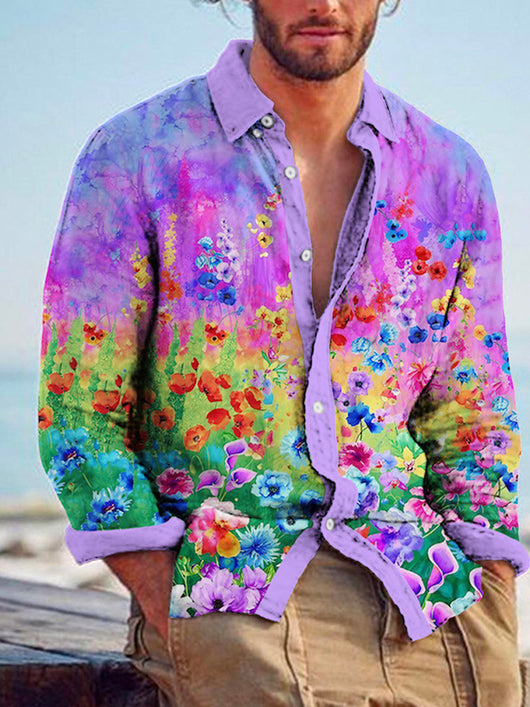 Camisa de Lino Bambú Estampada con Detalles a Tono para Hombre - Image 7