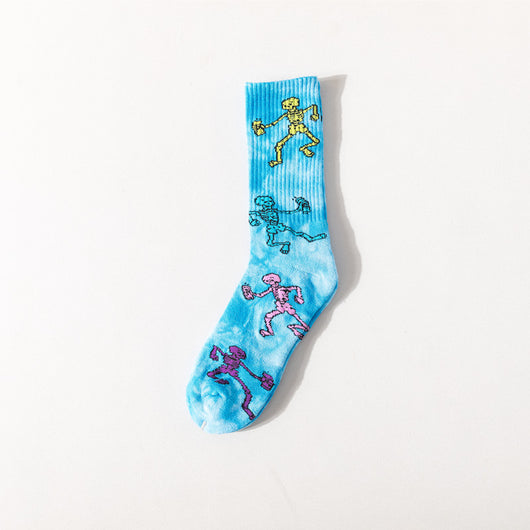 Calcetines Estampados Tie-Dye con Diseño de Calavera y Skateboard - Image 18