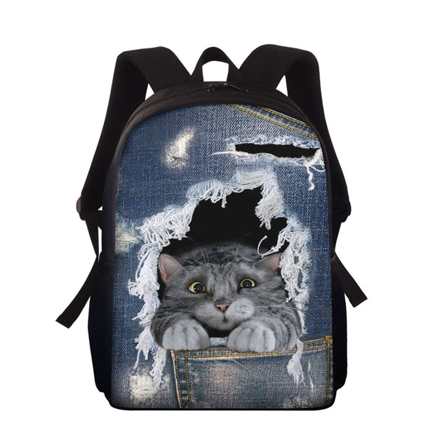 Mochila Escolar Infantil Vaquero con Diseño Calado para Gatos