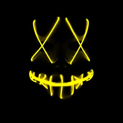 Máscara LED de Horror Halloween con Boca Rasgada y Ojos Cruzados Luminosos