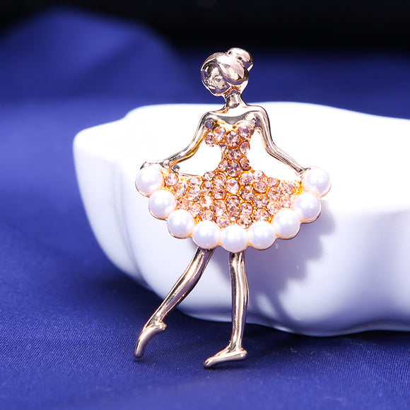 Broche Bailarina con Perlas y Cristales - Accesorio Deportivo para Mujeres