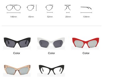 Red cat-eye sunglasses with silver mirrored lenses, featuring a bold retro frame design. - Image 3