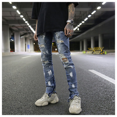Jeans Slim Fit Elásticos con Detalles Graffiti y Rotos - Image 4