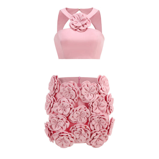 Blusa de Traje Elegante con Falda Floral Decorativa - Image 4