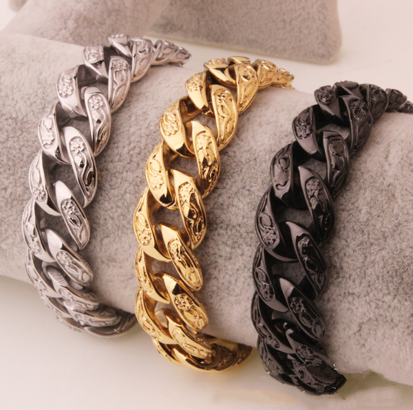 Pulsera de Acero Inoxidable Titanio Estilo Europeo Americano para Hombre