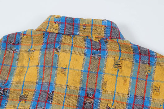 Camisa Vintage con Detalles Perforados - Estilo Personalidad - Image 26