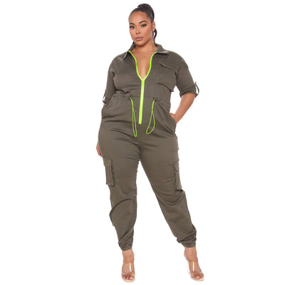 Jumpsuit Tallas Grandes con Cintura Ajustable y Mangas Largas - Image 3