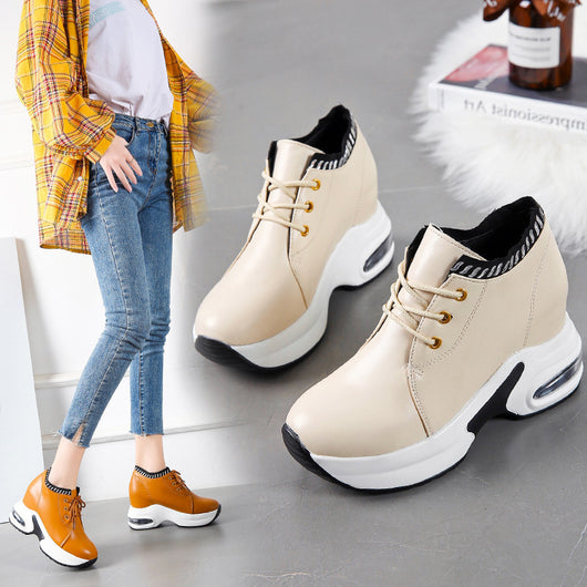 Tenis Deportivos para Mujer con Suela Gruesa y Cuero Fino Elevador - Image 10
