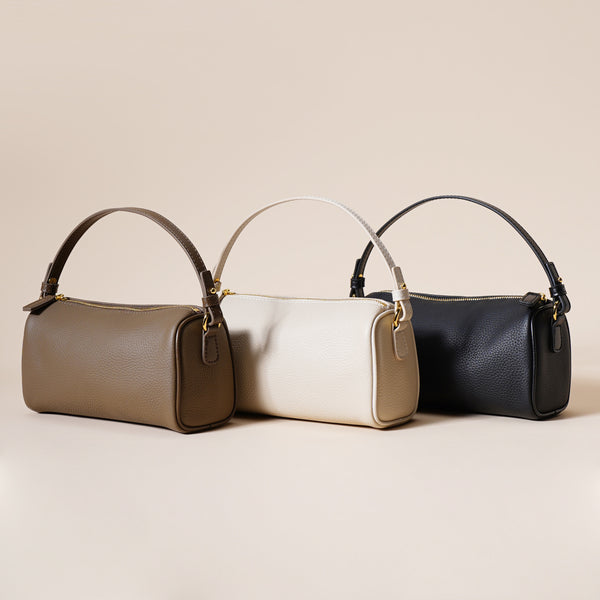 Bolso Axilar de Cuero Genuino con Textura Minimalista