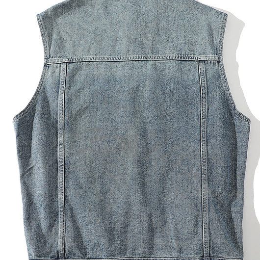 Chaleco Denim Lavado para Hombre con Cuello de Pie - Image 4