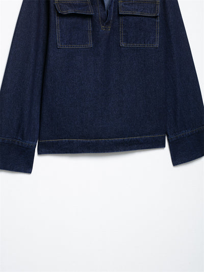 Conjunto Denim Vintage Azul Suelto - Camisa Manga Larga y Pantalón - Image 19