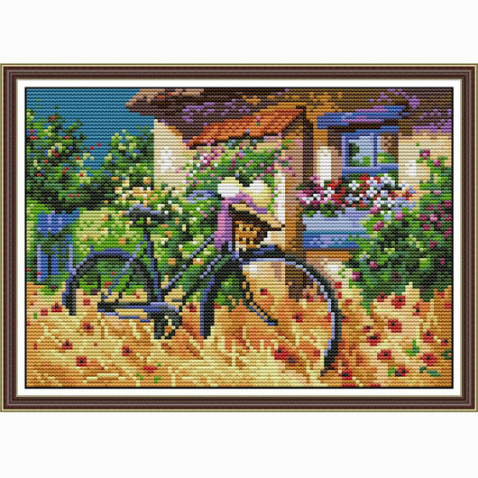 Cuadro de Flores Rurales - Punto de Cruz Estilo Óleo - Image 8