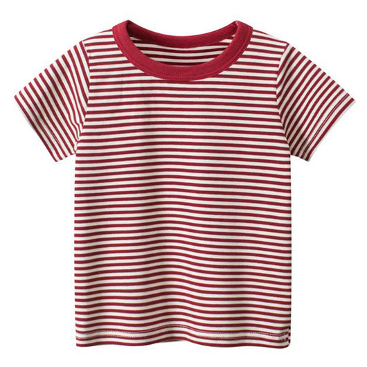 Camiseta de Rayas Cuello Redondo Manga Corta