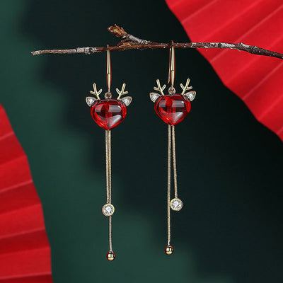 Aretes de Cuerno de Alce Plateados para Navidad