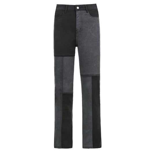 Jeans de Cintura Alta con Costuras Asimétricas y Contraste de Colores - Image 7
