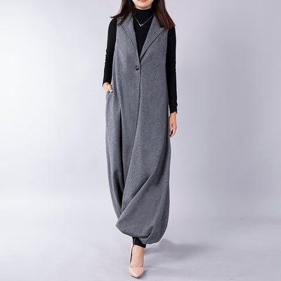 Mono Overol de Lana Talla Grande Suelto Estilo Tweed - Image 4