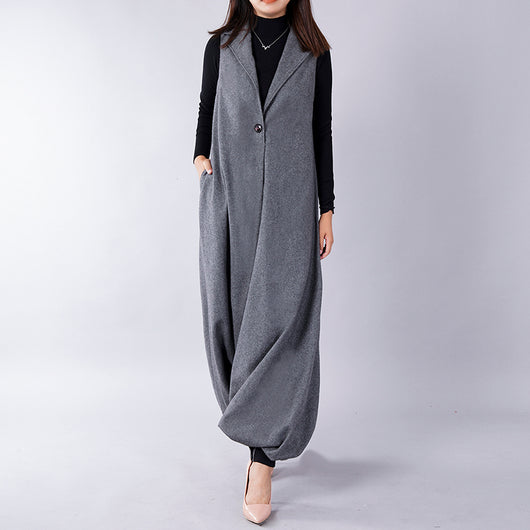 Mono Overol de Lana Talla Grande Suelto Estilo Tweed - Image 4
