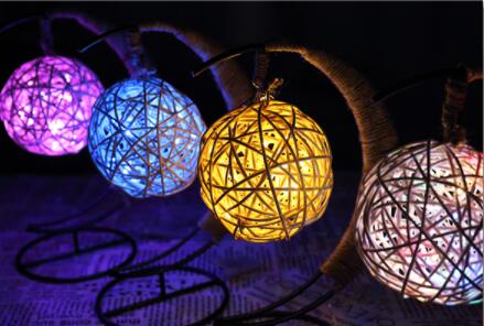 Lámpara Decorativa LED con Bola de Ratán y Alambre de Cobre - Image 7