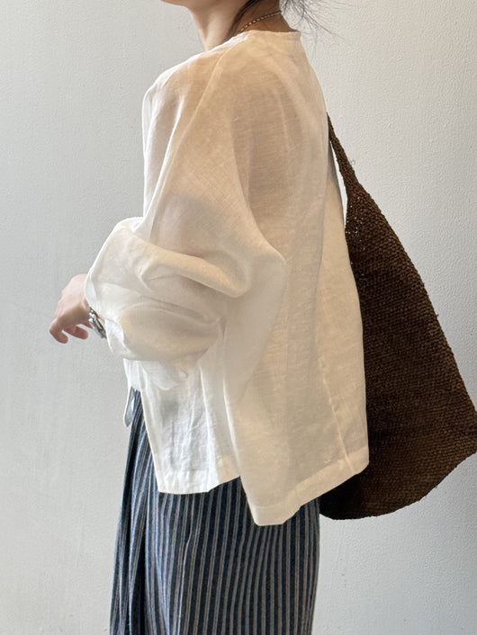 Blusa Suelta de Ramio Retro Artística con Protección Solar y Mangas Largas - Image 21
