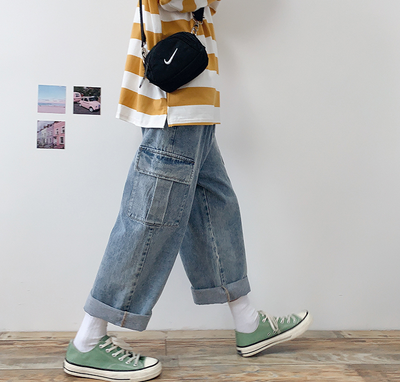 Jeans Rectos Holgados de Nueve Puntos para Hombre - Image 3