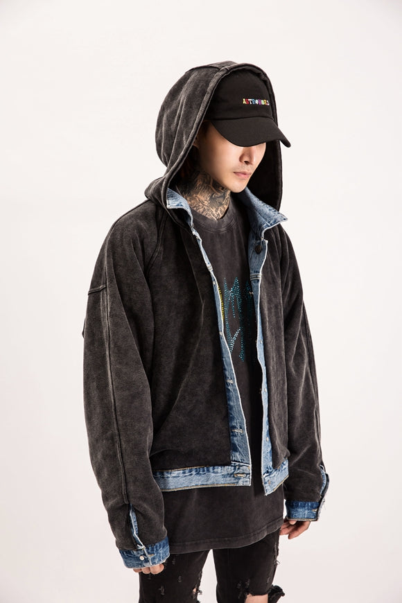 Chaqueta Denim Reversible Batik para Parejas - Estilo BF Cálido