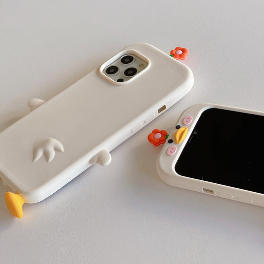 Funda Protectora de Silicona Suave con Diseño de Pato y Flores 3D - Image 3
